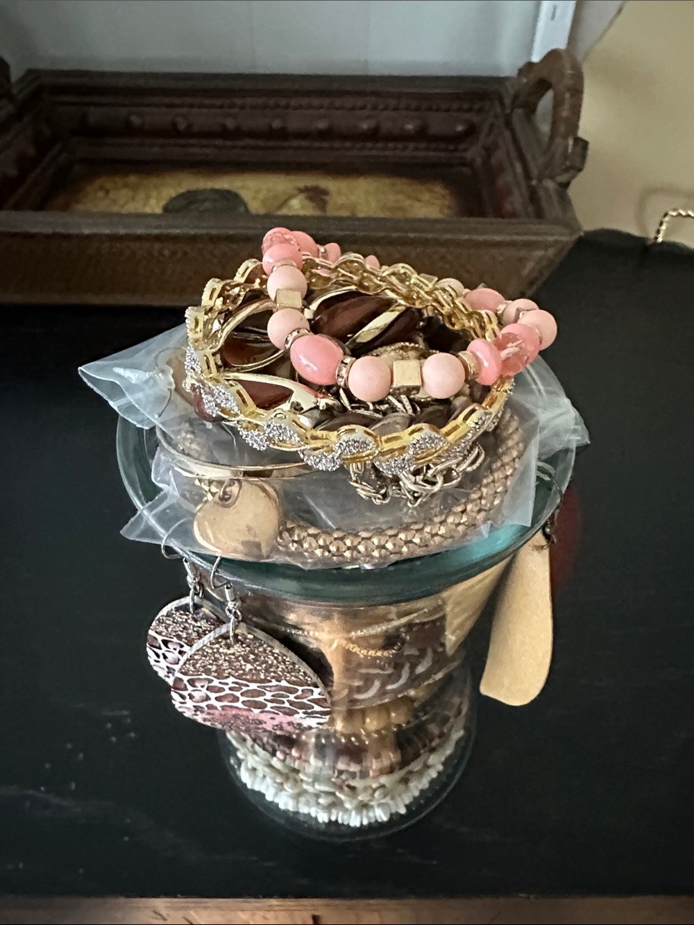 Boho Inspired Mystery Jewelry Jar In shades Of Brown. - Picture 2 of 11